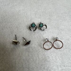 Set of 3 Pairs Stud Earrings